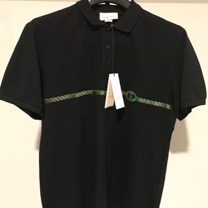 Gucci Embroidered Web Stripe Polo Shirt